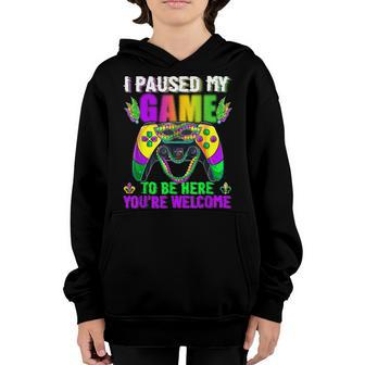 I Paused My Game To Be Here Oufit For Mens Boys Mardi Gras Youth Hoodie - Seseable