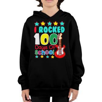 I Rocked 100 Days Of School Guitar Lover Music 100Th Day Fun Youth Hoodie - Thegiftio UK
