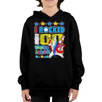 I Rocked 100 Days Of School Guitar Lover Music 100Th Day Youth Hoodie - Thegiftio UK