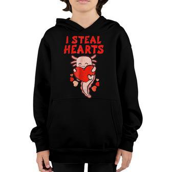I Steal Hearts Axolotl Baby Boy Kids Valentines Day Toddler Youth Hoodie - Seseable