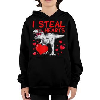 I Steal Hearts T-Rex Dino Cute Baby Boy Valentines Day Youth Hoodie - Thegiftio UK