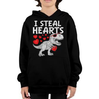 I Steal Hearts Valentines Day Funny Dinosaur T Rex Boys Kids Youth Hoodie - Thegiftio UK