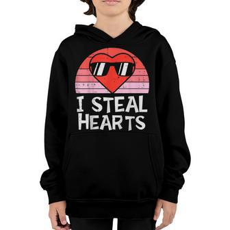 I Steal Hearts Vintage Valentines Day Cool Herat Boys Kids Youth Hoodie - Seseable