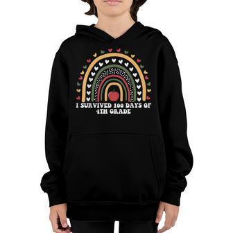 I Survived 100 Days Of 4Th Grade Teacher School Youth Hoodie - Thegiftio UK