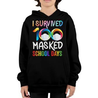 I Survived 100 Days Of School Masked Football Soccers Kids Youth Hoodie - Thegiftio UK