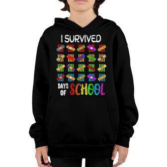 I Survived 100 Days Of School Teacher & Kids Gift Band Aid Youth Hoodie - Seseable