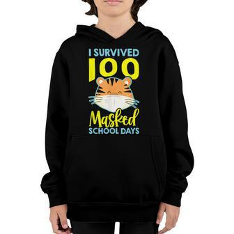 I Survived 100 Masked School Days 100 Days Of School Youth Hoodie - Seseable