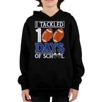 I Tackled 100 Days Of School American Football Lovers V2 Youth Hoodie - Thegiftio UK