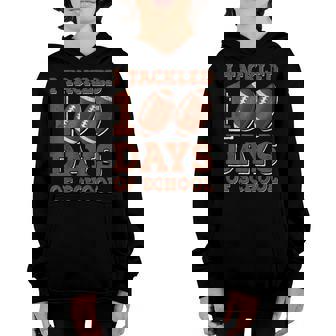 I Tackled 100 Days Of School Football 100Th Day Boys Youth Hoodie - Thegiftio