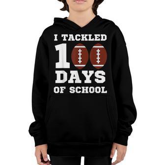 I Tackled 100 Days Of School Football 100Th Day Gifts Boys V2 Youth Hoodie - Thegiftio UK
