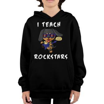 I Teach Rockstars Funny Back To School Music Teacher Dog Youth Hoodie - Thegiftio UK