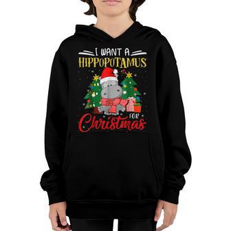 I Want A Hippopotamus For Christmas Kid X Mas Hippo Youth Hoodie - Thegiftio UK