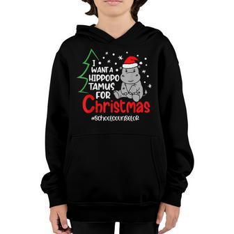 I Want A Hippopotamus For Christmas School Counselor Xmas Youth Hoodie - Thegiftio UK