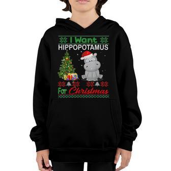 I Want A Hippopotamus For Christmas Xmas Hippo For Kid Women V10 Youth Hoodie - Thegiftio UK