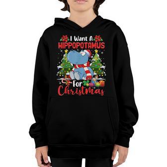 I Want A Hippopotamus For Christmas Xmas Hippo For Kid Women V24 Youth Hoodie - Thegiftio UK
