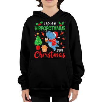 I Want A Hippopotamus For Christmas Xmas Hippo For Kid Women V26 Youth Hoodie - Thegiftio UK