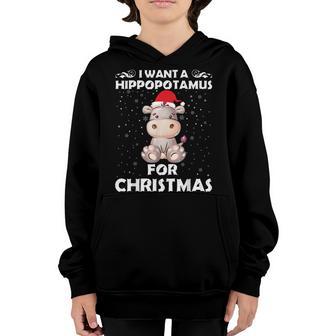 I Want A Hippopotamus For Christmas Xmas Hippo For Kid Women V3 Youth Hoodie - Thegiftio UK