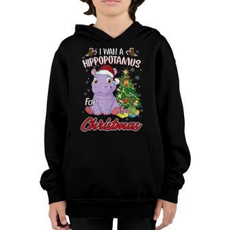 I Want A Hippopotamus For Christmas Xmas Hippo For Kid Women V30 Youth Hoodie - Thegiftio UK