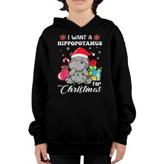 I Want A Hippopotamus For Christmas Xmas Hippo For Kid Women V33 Youth Hoodie - Thegiftio UK