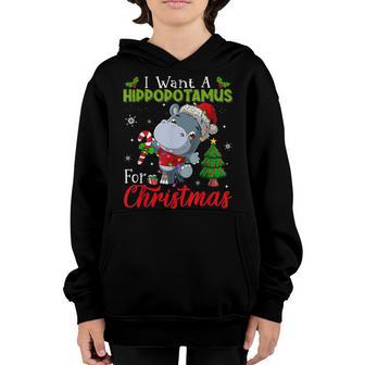 I Want A Hippopotamus For Christmas Xmas Hippo For Kid Women V48 Youth Hoodie - Thegiftio UK