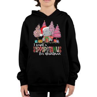 I Want A Hippopotamus For Christmas Xmas Hippo For Kid Women V56 Youth Hoodie - Thegiftio UK