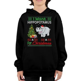 I Want A Hippopotamus For Christmas Xmas Hippo For Kid Women V9 Youth Hoodie - Thegiftio UK