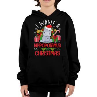 I Want A Hippopotamus For Christmas Xmas Hippo Girls Boy Kid Youth Hoodie - Thegiftio UK