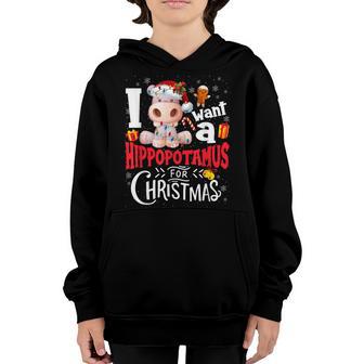 I Want A Hippopotamus For Christmas Xmas Hippo Girls Ns Youth Hoodie - Thegiftio UK