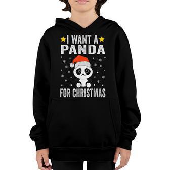 I Want A Panda For Christmas Panda Boys Girls Pajamas Youth Hoodie - Thegiftio UK