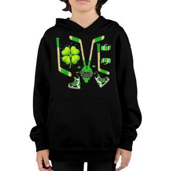 Ice Hockey St Patricks Day Love Cute Boys Girls Goalie Youth Hoodie - Thegiftio UK