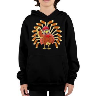 Ice Hockey Thanksgiving Turkey Playing Hockey Mens Boys Youth Hoodie - Thegiftio UK
