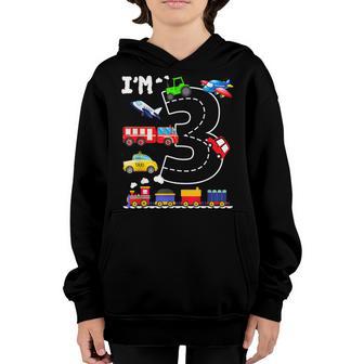 Im 3 3Rd Birthday Costume 3 Years Old Train Kids Youth Hoodie - Thegiftio UK
