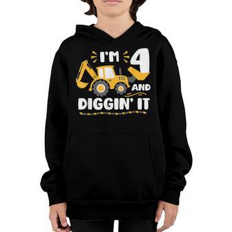 Im 4 And Digging It Boys 4Th Birthday Youth Hoodie - Thegiftio UK