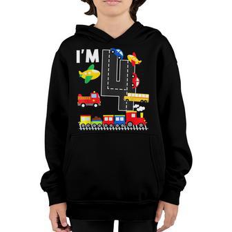 Im 4 Years Old Locomotive Train 4Th Birthday Kids Toddler Youth Hoodie - Thegiftio UK
