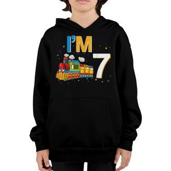 Im 7 7Th Birthday Costume 7 Years Old Train Kids Youth Hoodie - Thegiftio UK