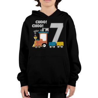 Im 7 7Th Birthday Costume 7 Years Old Train Kids Youth Hoodie - Thegiftio UK