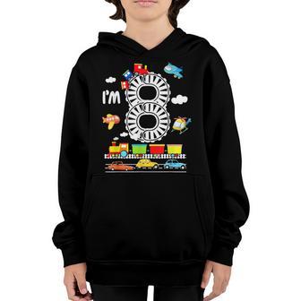 Im 8 8Th Birthday Locomotive 8 Years Old Train Kids Youth Hoodie - Thegiftio UK