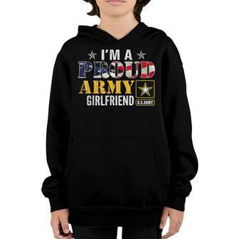 Im A Proud Army Girlfriend American Flag Military Veteran Youth Hoodie - Thegiftio UK