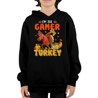 Im Gamer Turkey Thanksgiving Autumn Dabbing Turkey Gaming Youth Hoodie - Thegiftio UK