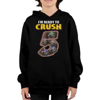 Im Ready To Crush 5 Monster Truck 5Th Birthday Party Boys Youth Hoodie - Thegiftio UK