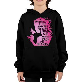 Im The Storm Women Girl Breast Cancer Warrior Pink Ribbon Youth Hoodie - Thegiftio UK