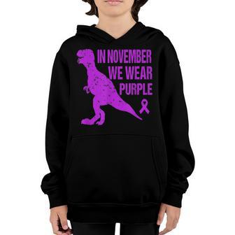 In November We Wear Purple Pancreatic Cancer Awareness Kids Youth Hoodie - Thegiftio UK