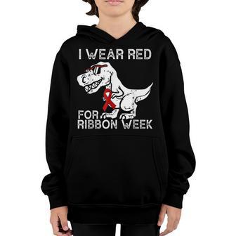 In October We Wear Red Ribbon Squad Week Awareness Kids Boy Youth Hoodie - Thegiftio UK