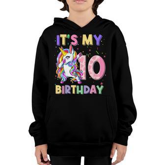 Its My 10 Birthday Unicorn Outfits For Toddler Girls V2 Youth Hoodie - Thegiftio UK