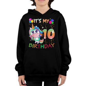 Its My 10Th Birthday Unicorn 10 Year Old Girls Outfit Youth Hoodie - Thegiftio UK
