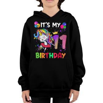 Its My 11 Birthday Unicorn Outfits For Toddler Girls V4 Youth Hoodie - Thegiftio UK