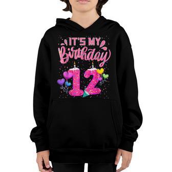 Its My 12Th Birthday Doughnut Happy 12 Years Old Girl Kids Youth Hoodie - Thegiftio UK