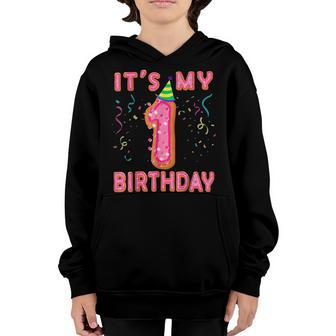 Its My 1St Birthday Doughnut Happy 1 Years Old Girl Kids Youth Hoodie - Thegiftio UK