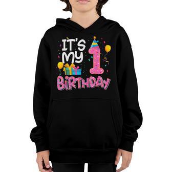 Its My 1St Birthday Funny Donut Girls Boys Party Youth Hoodie - Thegiftio UK