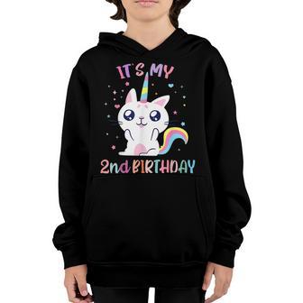 Its My 2 Birthday Caticorn Outfits For Toddler Girls Youth Hoodie - Thegiftio UK